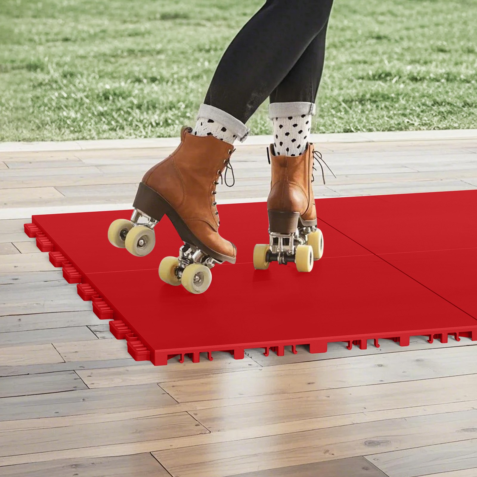 VEVOR Tappetini da Hockey ad Incastro 315 x 315 x 16 mm Tappetini da Palestra, Confezione da 8, Piastrelle per Pista da Ballo per Superficie di Allenamento Versatile ad Incastro, Rosso 0,74 m²/Scatola