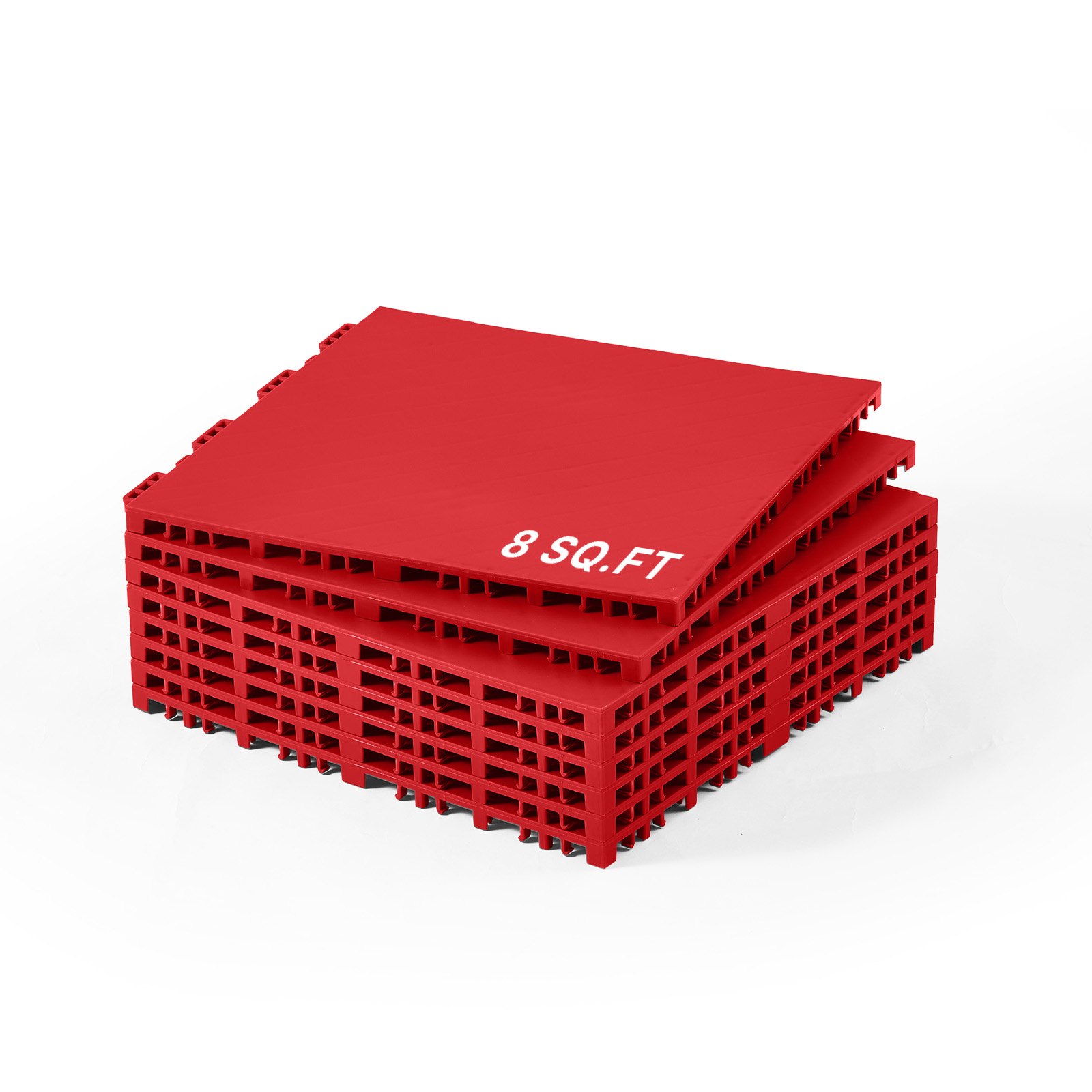 VEVOR Tappetini da Hockey ad Incastro 315 x 315 x 16 mm Tappetini da Palestra, Confezione da 8, Piastrelle per Pista da Ballo per Superficie di Allenamento Versatile ad Incastro, Rosso 0,74 m²/Scatola