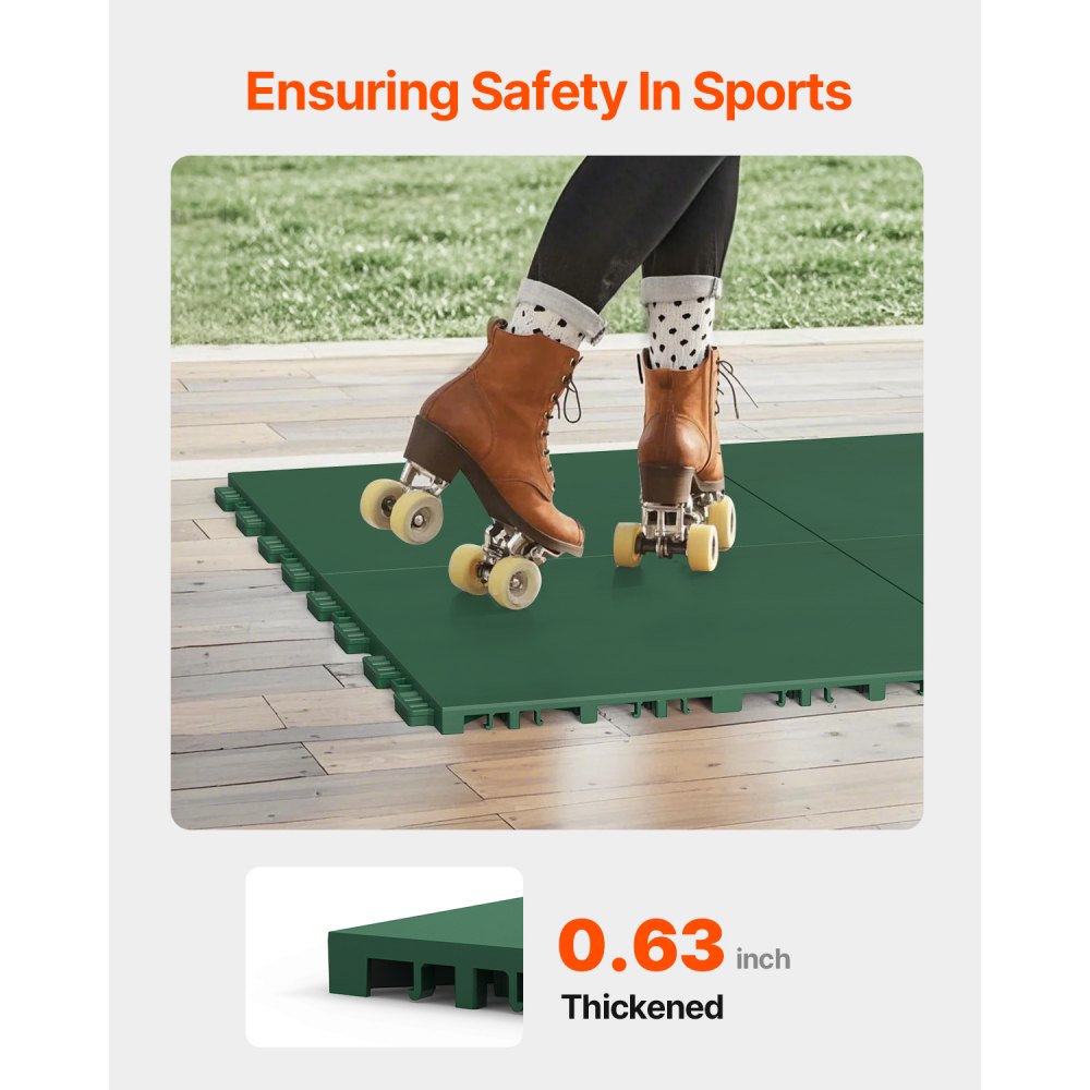 VEVOR Tappetini da Hockey ad Incastro 315 x 315 x 16 mm Tappetini da Palestra, Confezione da 8, Piastrelle per Pista da Ballo per Superficie di Allenamento Versatile ad Incastro, Verde 0,74 m²/Scatola