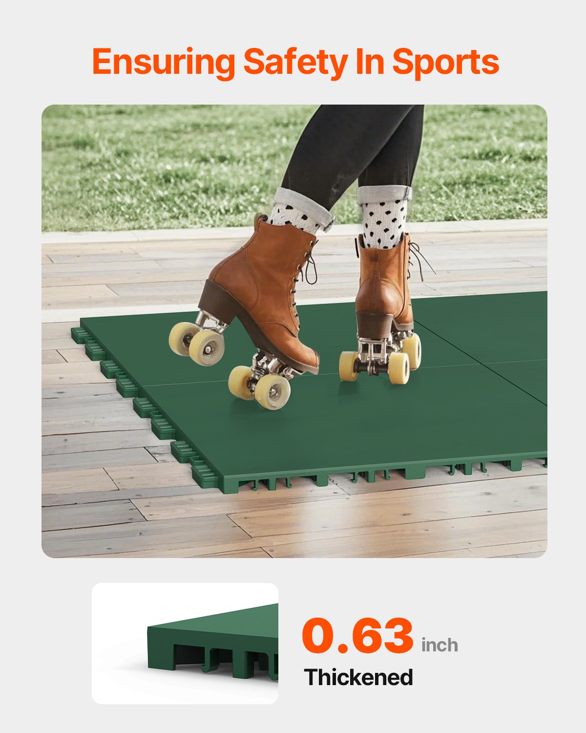 VEVOR Tappetini da Hockey ad Incastro 315 x 315 x 16 mm Tappetini da Palestra, Confezione da 8, Piastrelle per Pista da Ballo per Superficie di Allenamento Versatile ad Incastro, Verde 0,74 m²/Scatola