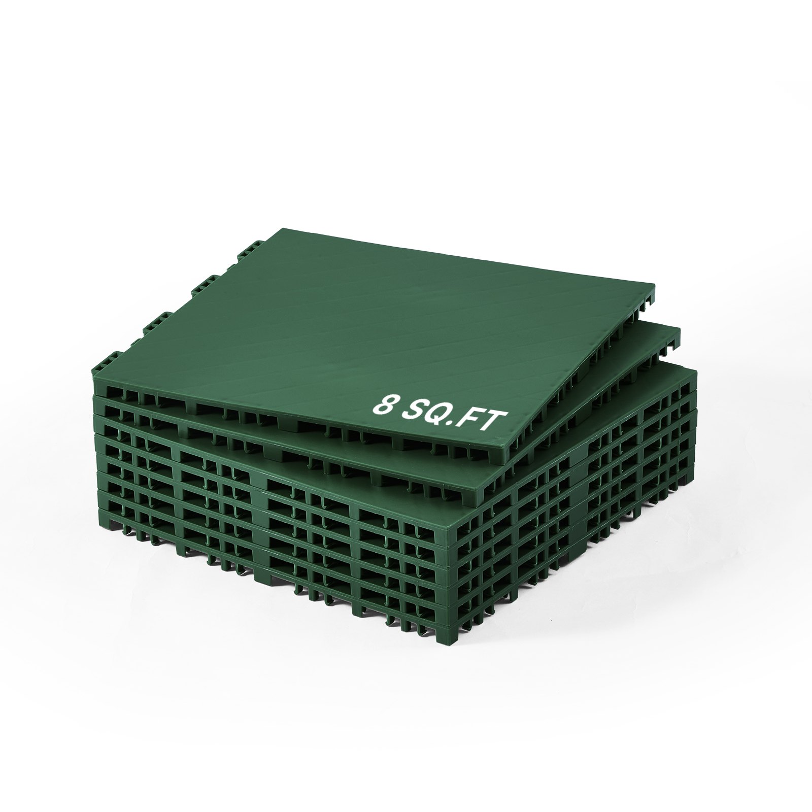 VEVOR Tappetini da Hockey ad Incastro 315 x 315 x 16 mm Tappetini da Palestra, Confezione da 8, Piastrelle per Pista da Ballo per Superficie di Allenamento Versatile ad Incastro, Verde 0,74 m²/Scatola