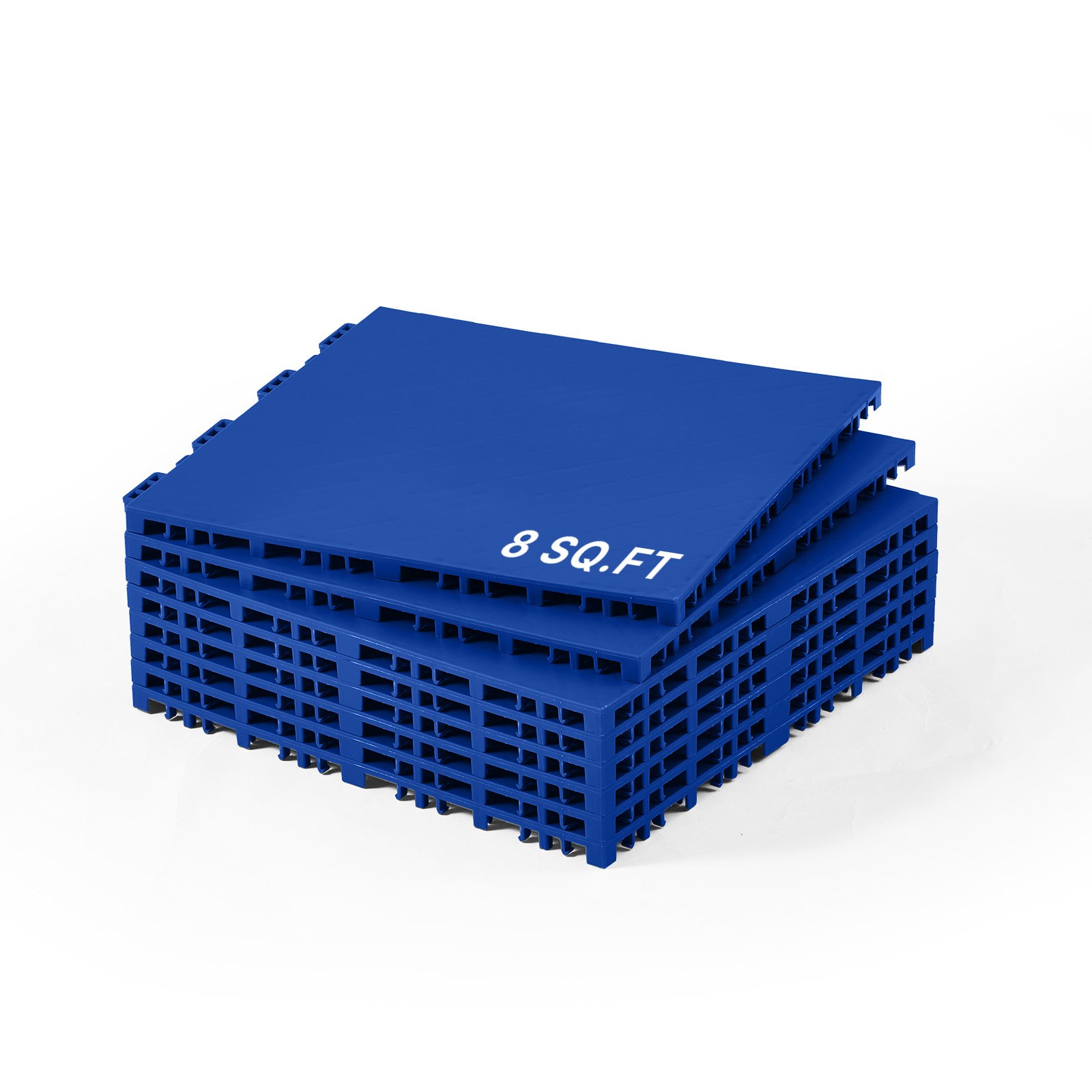 VEVOR Tappetini da Hockey ad Incastro 315 x 315 x 16 mm Tappetini da Palestra, Confezione da 8, Piastrelle per Pista da Ballo per Superficie di Allenamento Versatile ad Incastro, Blu, 0,74 m²/Scatola