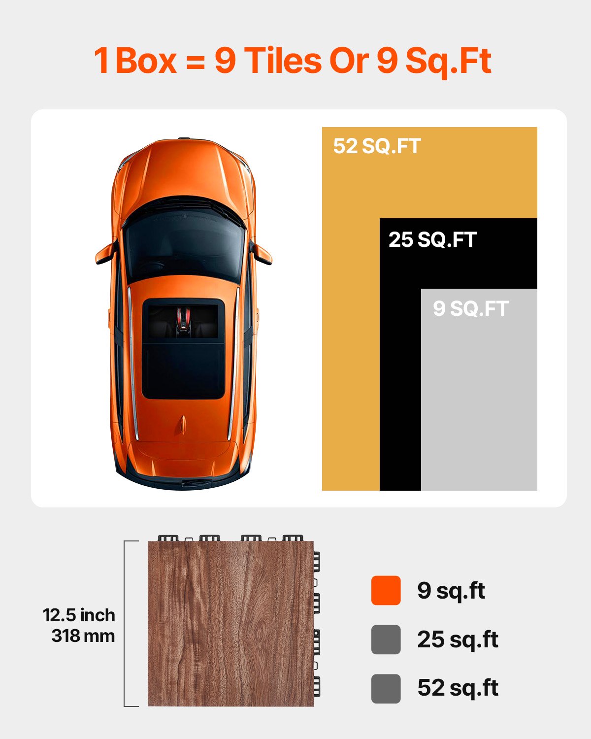 VEVOR Piastrelle per Pista da Ballo, 315 x 315 x 17,2 mm Pista da Ballo ad Incastro da 25 Pezzi, Pista per Pratica di Danza Portatile con Base Imbottita, Venature di Legno di Quercia, 2,32 m²/Scatola