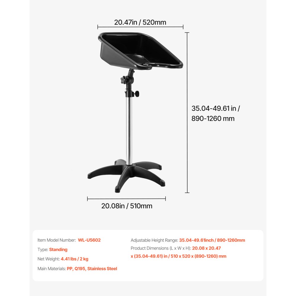 VEVOR Portable Shampoo Bowl, Shampoo Sink with Adjustable Height & Angle, Salon Hair Wash Sink with Drain Hose and Star-Shaped Support Base for Barbershop Beauty Spa Center Home Use