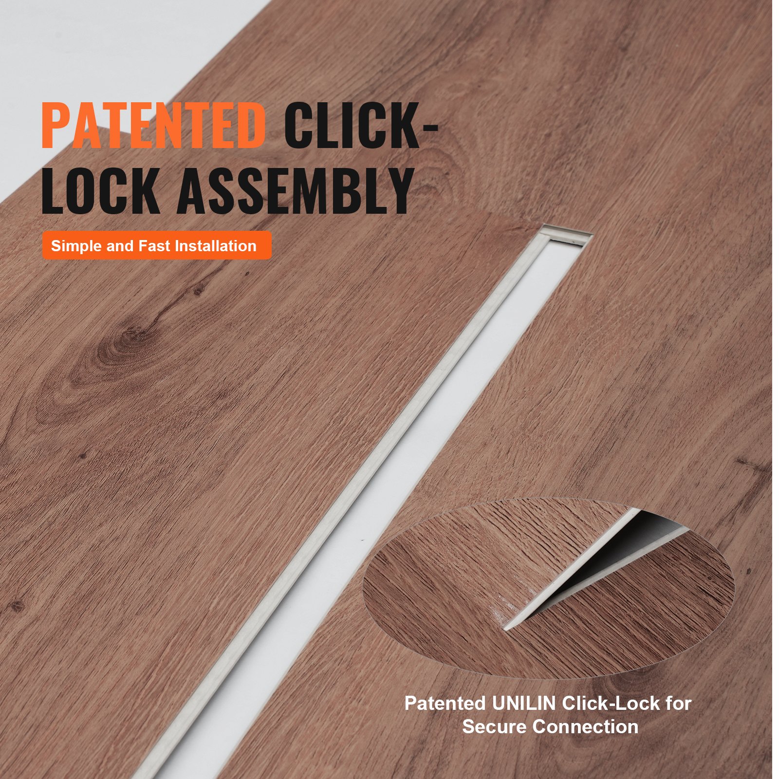 VEVOR Piastrelle per Pavimenti in Vinile a Incastro 1220 x 185 mm 10 Pezzi Spessore 5,5 mm Pavimento con Venature del Legno Marrone Scuro per Cucina, Camere da Letto, Bagni, Facile per Decorare Casa