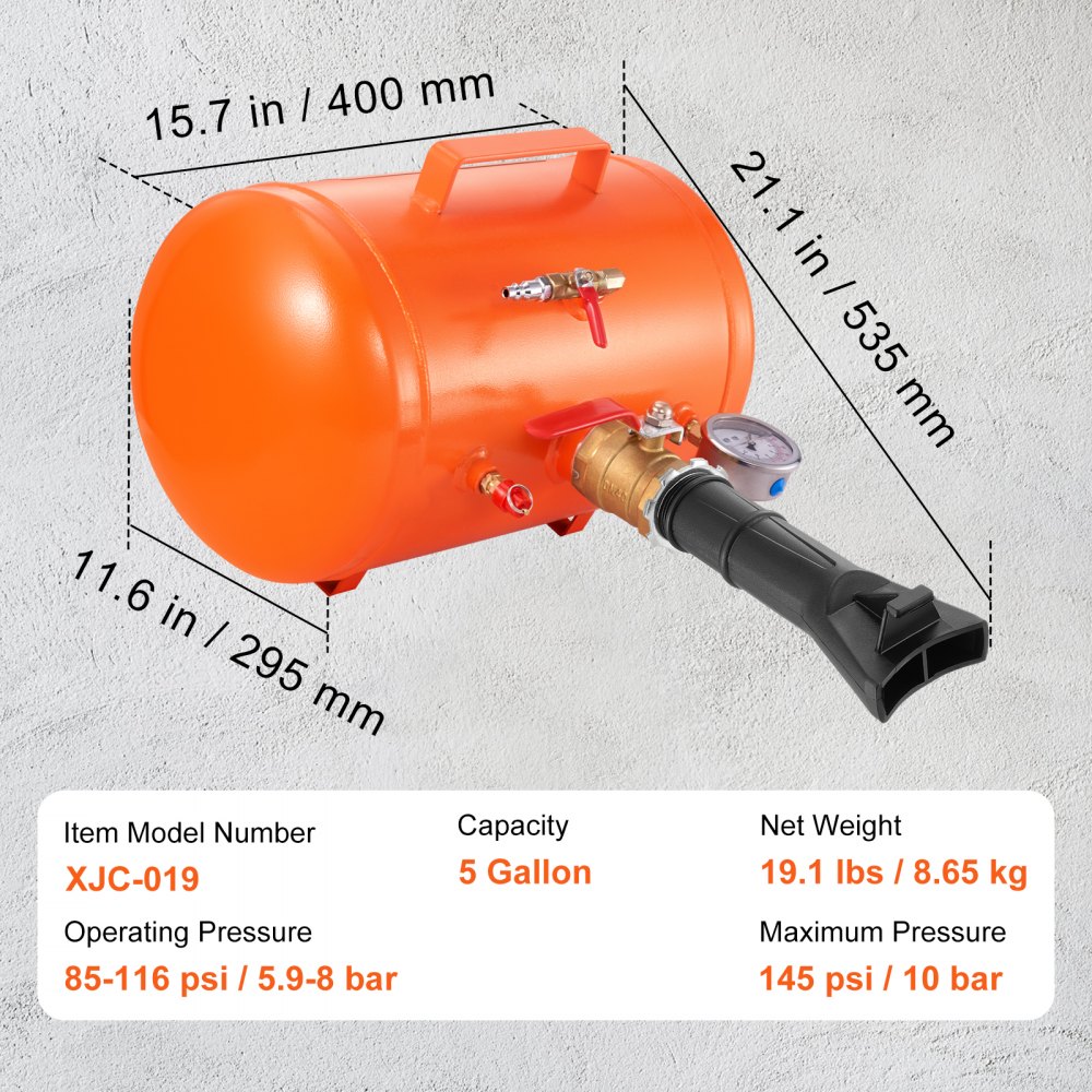 VEVOR Air Tire Bead Seater 19 L Blaster Strumento di gonfiaggio per sedili per camion 10 bar