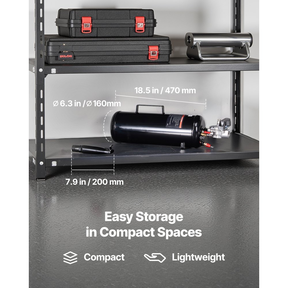 VEVOR Gonfiatore Portatile per Pneumatici, 8 L, Pressione di Esercizio 0,6 a 0,8 MPa, Gonfiatore a Grilletto per Tallone del Pneumatico, per Auto, SUV, Camion, Bici Elettriche, Camper, ATV