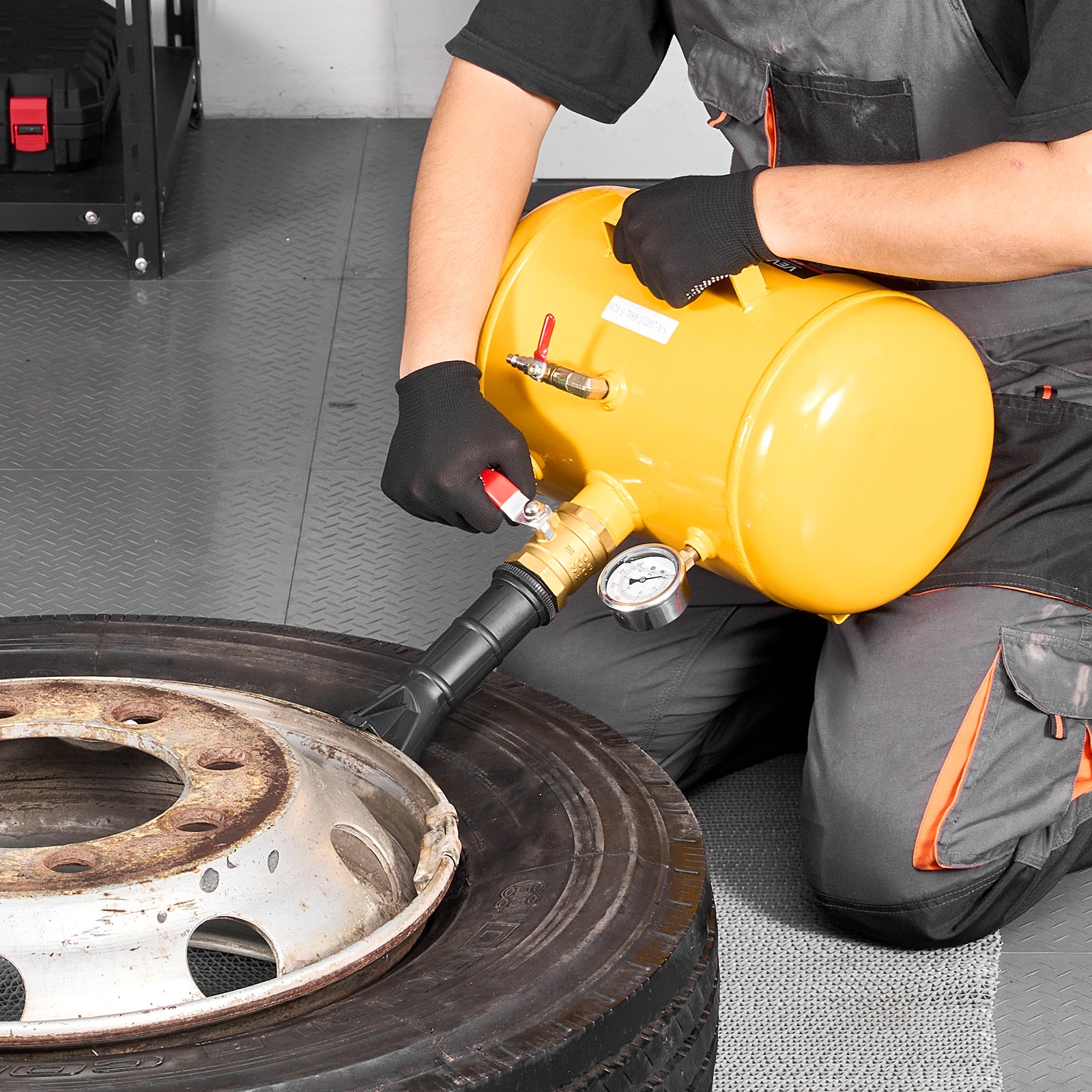 VEVOR Attrezzo per Gonfiaggio Pneumatici per Impieghi Gravosi, 0,6 a 0,8 MPa, 18,9 L Gonfiatore per Sedili con Grilletto Pneumatico per Pick-Up, Camion, ATV, Jeep, Furgone, Trattorino, Camper, Giallo