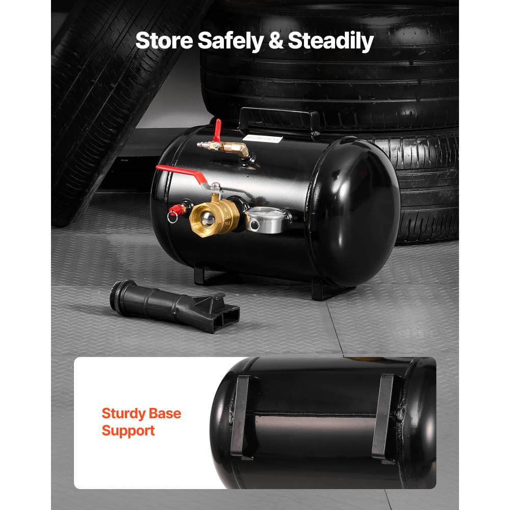 VEVOR Attrezzo per Gonfiaggio Pneumatici per Impieghi Gravosi, 0,6 a 0,8 MPa, 18,9 L Gonfiatore per Sedili con Grilletto Pneumatico per Pick-Up, Camion, ATV, Jeep, Furgone, Trattorino, Camper, Nero