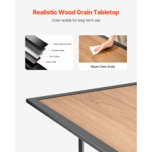 VEVOR Tavolo da Pranzo per Esterni, Tavolo da Bistrot da Giardino Rettangolare con Doghe in Acciaio Effetto Legno da 150 cm, con Foro per Ombrellone da 38 mm, Mobili da Esterno per Prato, Giardino
