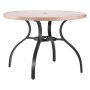 VEVOR Tavolo da Pranzo per Esterni, Tavolo da Caffè da Giardino Rotondo con Doghe in Acciaio Effetto Legno da 103 cm, con Foro per Ombrellone da 38 mm, Mobili da Esterno per Prato, Giardino