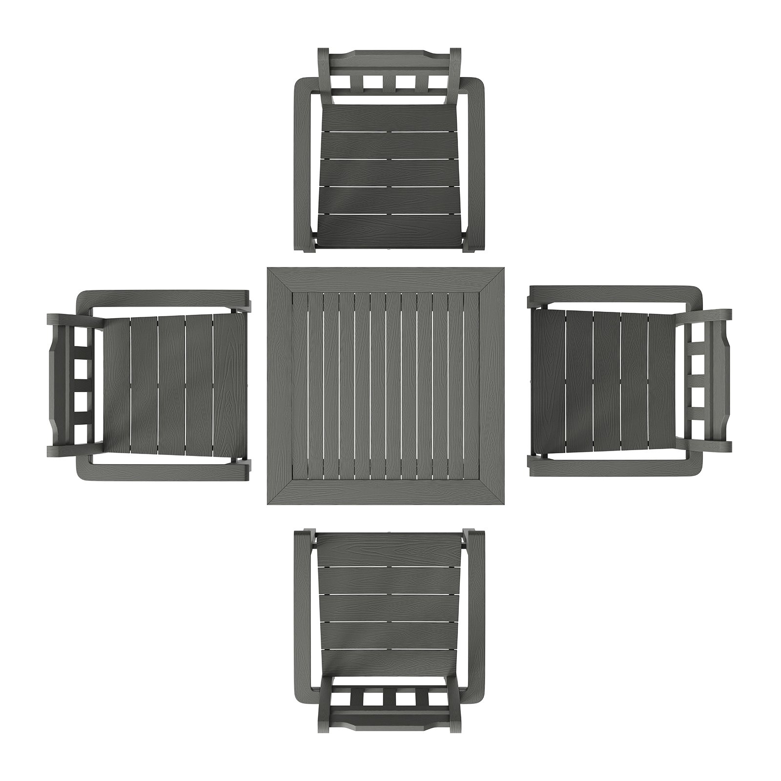 VEVOR Set da Pranzo da Patio 5 Pezzi, Tavolo e Sedie da Esterno, Set da Tavolo per Mobili da Giardino, Set per Piccolo Patio HIPS, per Prato, Terrazza, Cortile, Bordo Piscina, Grigio Chiaro