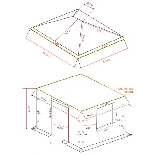 Mophorn Copertura Invernale Per Gazebo Rigido 3,68 X 6,11 M, Design A Due Livelli Con Pareti Laterali E Finestre In Rete Adatta A Tutte Le Stagioni Gazebo Escluso 89680428