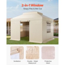VEVOR Copertura Invernale per Gazebo, per Gazebo Rigidi da 3,10 x 4,41 m, Copertura a Due Livelli per Tutte le Stagioni con Pareti Laterali e Finestre in Rete, per Ripari Chiusi, Gazebo non Inclusi