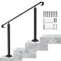 VEVOR Corrimano Scala Gradino Esterno Installazione a Terra Altezza 45 cm per Ringhiera in Ferro Battuto Nero Passaggi da 2 Gradini Corrimano di