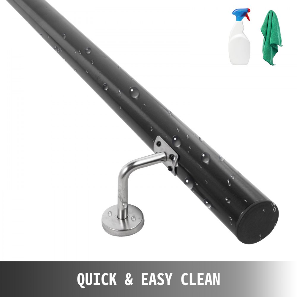 VEVOR Corrimano per Scale Passamano Ringhiere 152cm Ringhiera per Scale in Acciaio Tubo Tondo Dritto Corrimano in Alluminio per Scale Interno Esterno
