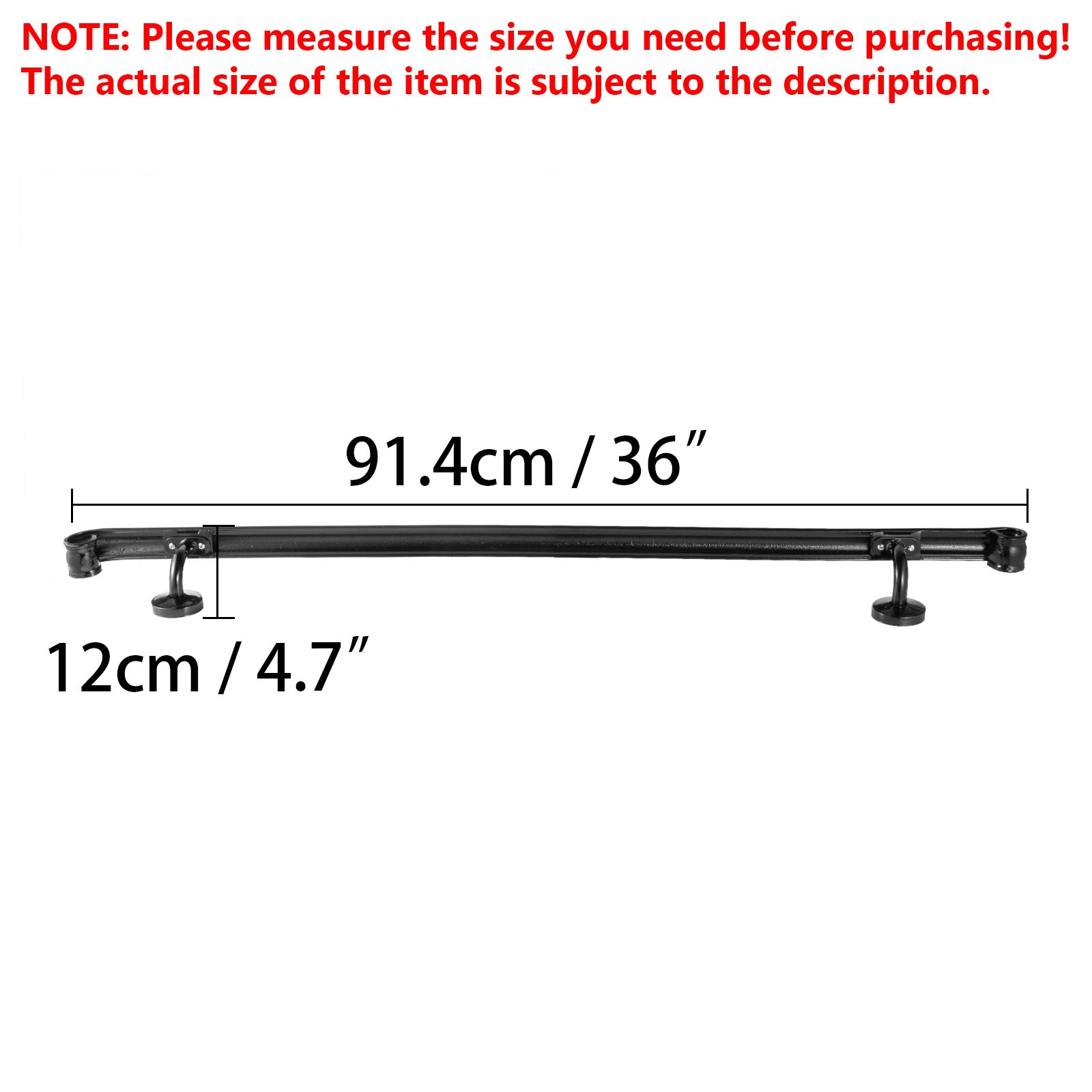 VEVOR Corrimano per Scale Passamano Ringhiere Scale Lunghezza 90cm Corrimano in Ferro Battuto Ringhiera per Scale a Muro Colore Nero