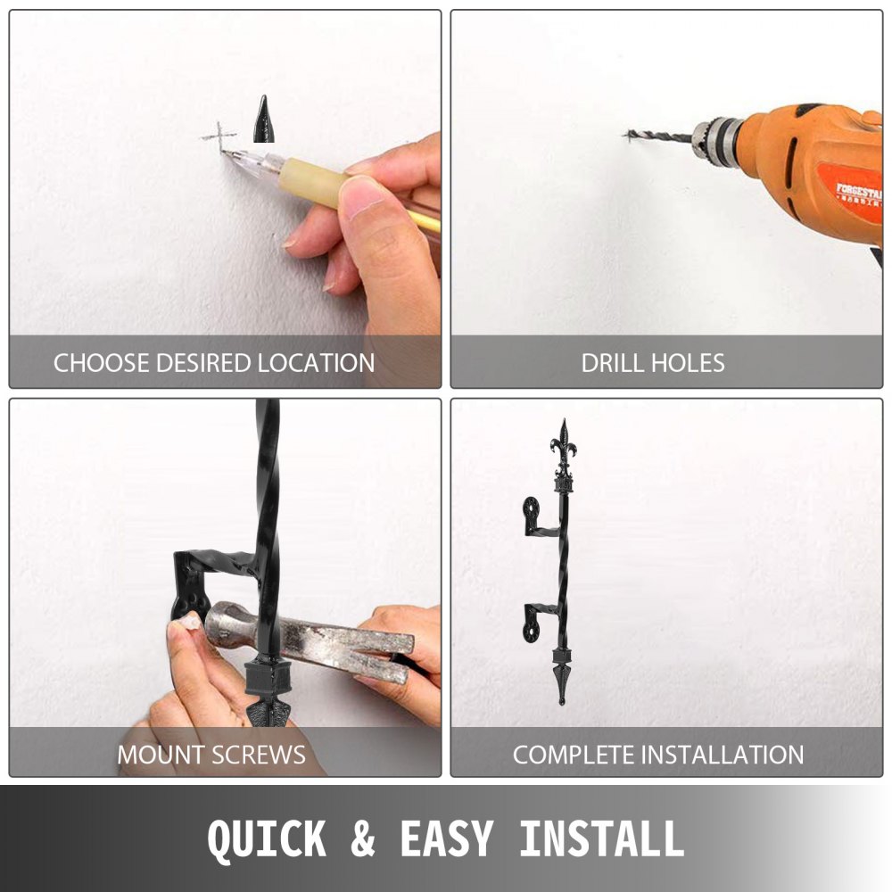Corrimano Scale In Ferro Battuto Da 50cm ringhiera Nero Del Portico A Parete