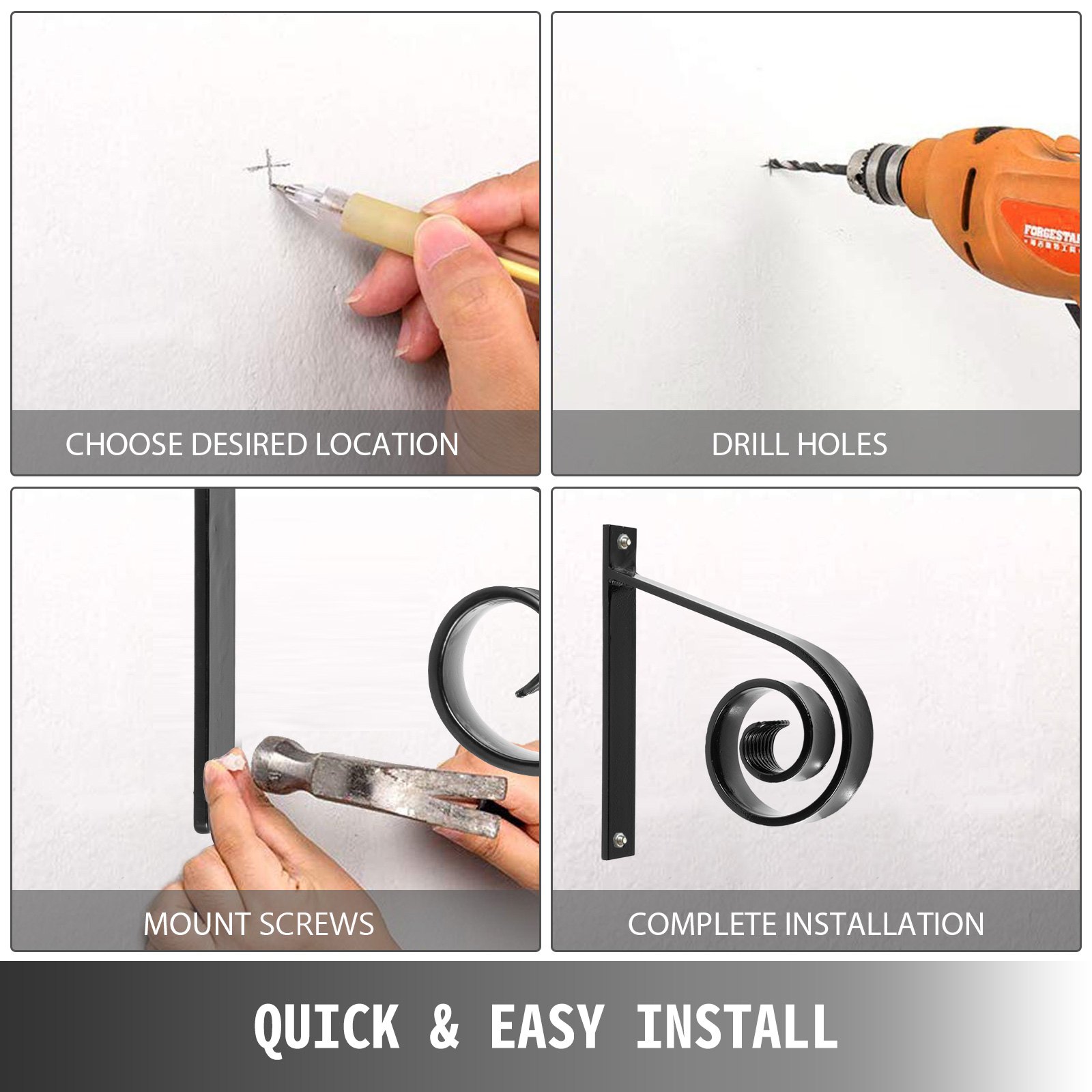 Ringhiera Scale Esterne Del Portico Nero In Ferro Battuto 26cm Corrimano Scala