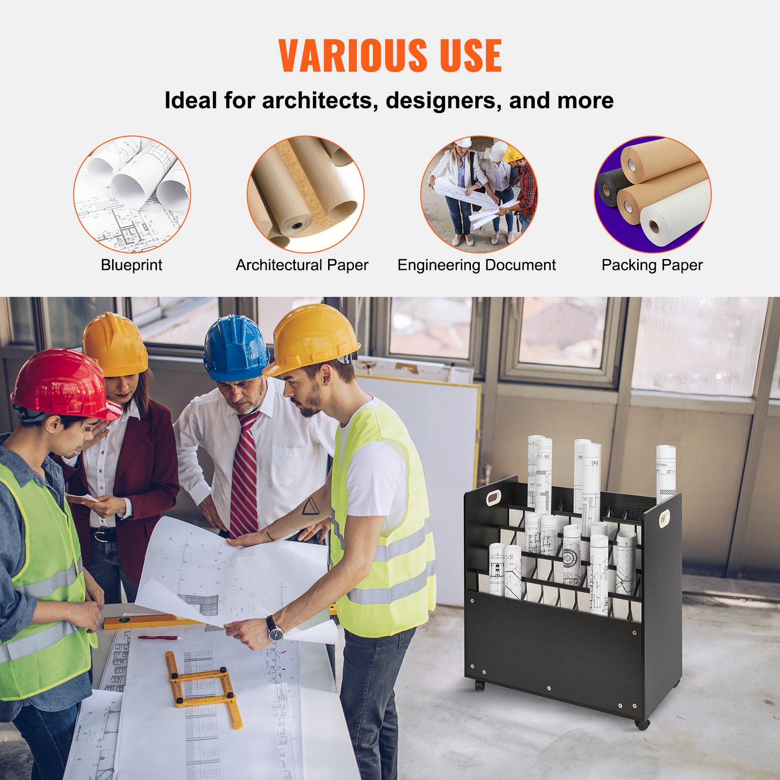 VEVOR Scaffale per Progetti 765 x 395 x 780 mm Armadietto Portaoggetti Verticale in Legno con 50 Scomparti per Progetti di Costruzione, Mappe, Manifesti Architettonici, Portaprogetti per Casa, Ufficio