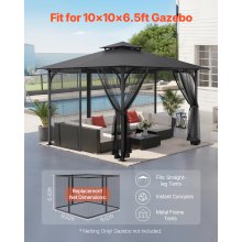 VEVOR Rete di Ricambio per Gazebo per Patio 304,8 x 304,8 x 198,1 cm Solo Rete