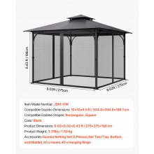 VEVOR Rete di Ricambio per Gazebo per Patio 304,8 x 304,8 x 198,1 cm Solo Rete