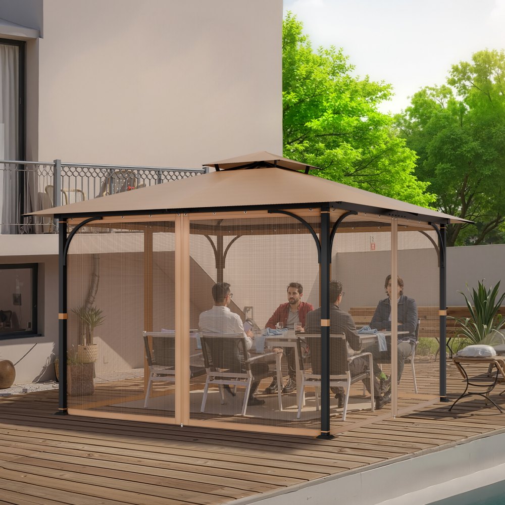 VEVOR Rete di Ricambio per Gazebo, Adatta per Gazebo da 304,8 x 304,8 x 213,4 cm Rete Anti-Moscerini per Patio, Tenda per Esterni a 4 Pannelli, con Doppia Cerniera, Schermo per Baldacchino, Solo Rete