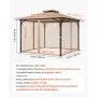 VEVOR Rete di Ricambio per Gazebo, Adatta per Gazebo da 304,8 x 304,8 x 213,4 cm Rete Anti-Moscerini per Patio, Tenda per Esterni a 4 Pannelli, con Doppia Cerniera, Schermo per Baldacchino, Solo Rete