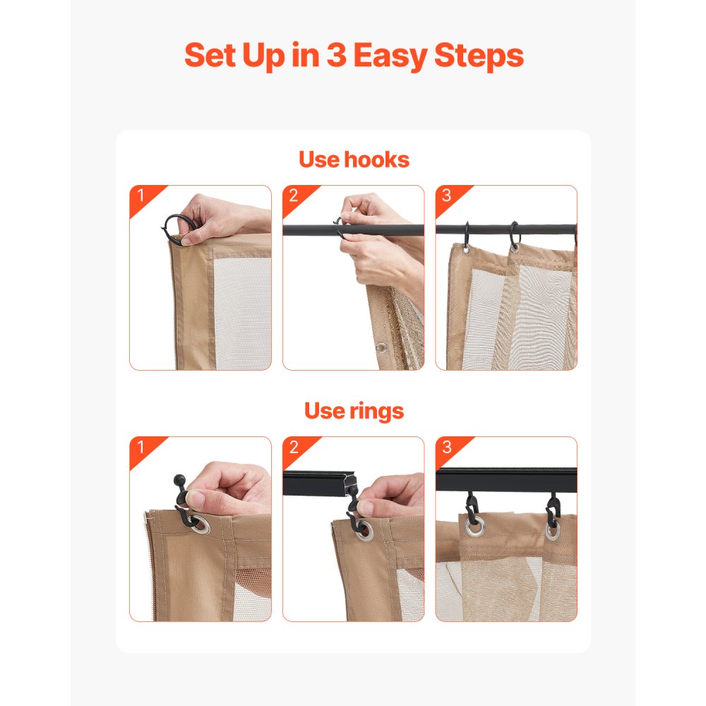 VEVOR Rete di Ricambio per Gazebo, per Gazebo 304,8 x 365,8 x 213,4 cm Rete Anti-Moscerini per Patio, Tenda per Esterni a 4 Pannelli Laterali, con Doppia Cerniera, Schermo per Baldacchino, Solo Rete