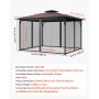 VEVOR Rete di Ricambio per Gazebo, per Gazebo 304,8 x 396,2 x 207,3 cm Rete Anti-Moscerini per Patio, Tenda per Esterni a 4 Pannelli, con Doppia Cerniera, Schermo per Baldacchino, Solo Rete, Nero