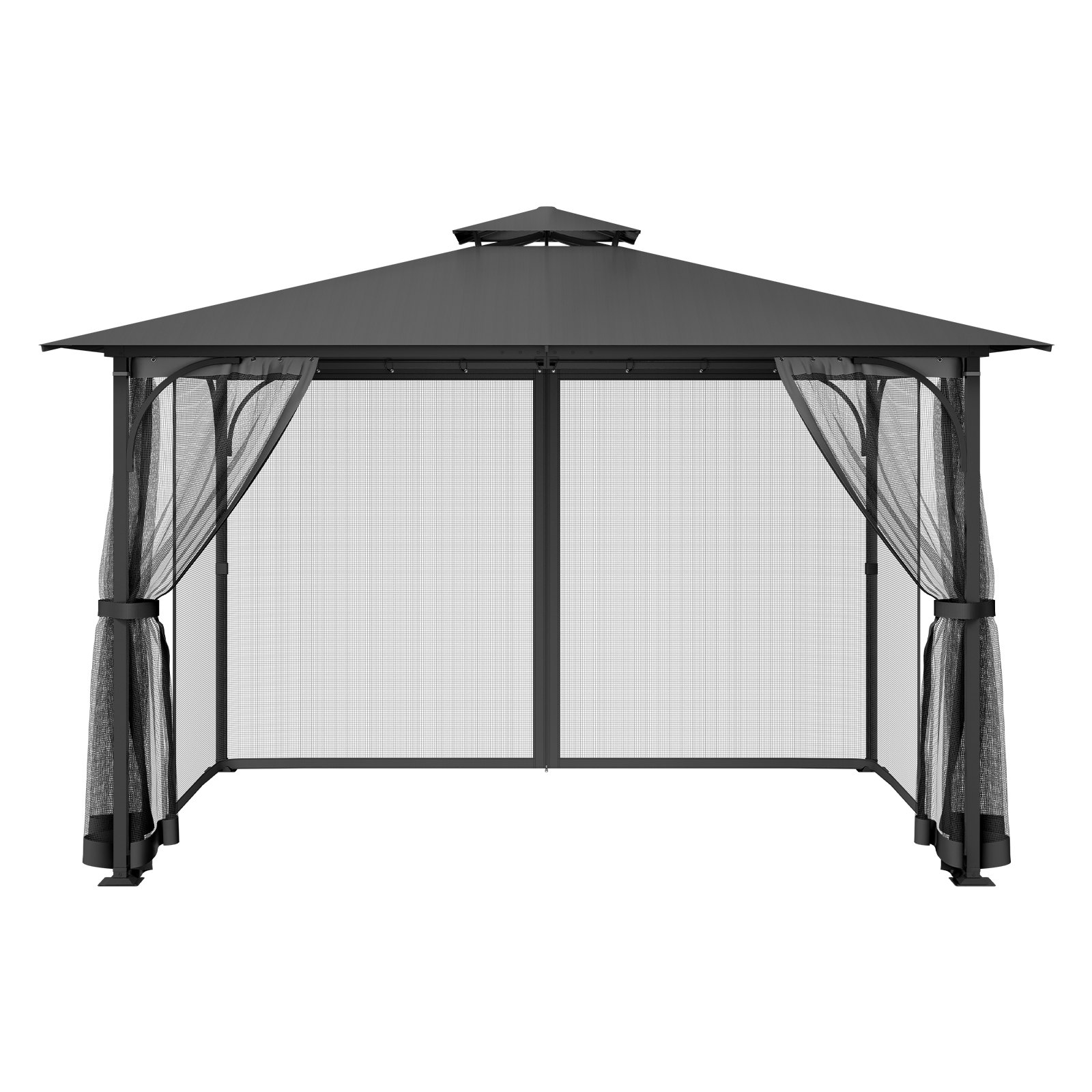 VEVOR Rete di Ricambio per Gazebo, per Gazebo 304,8 x 396,2 x 207,3 cm Rete Anti-Moscerini per Patio, Tenda per Esterni a 4 Pannelli, con Doppia Cerniera, Schermo per Baldacchino, Solo Rete, Nero