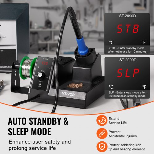 Stazione Di Saldatura VEVOR 80W Con Schermo Digitale – 5 Punte, Aspiratore, Pinzetta, Controllo PID E Standby Automatico