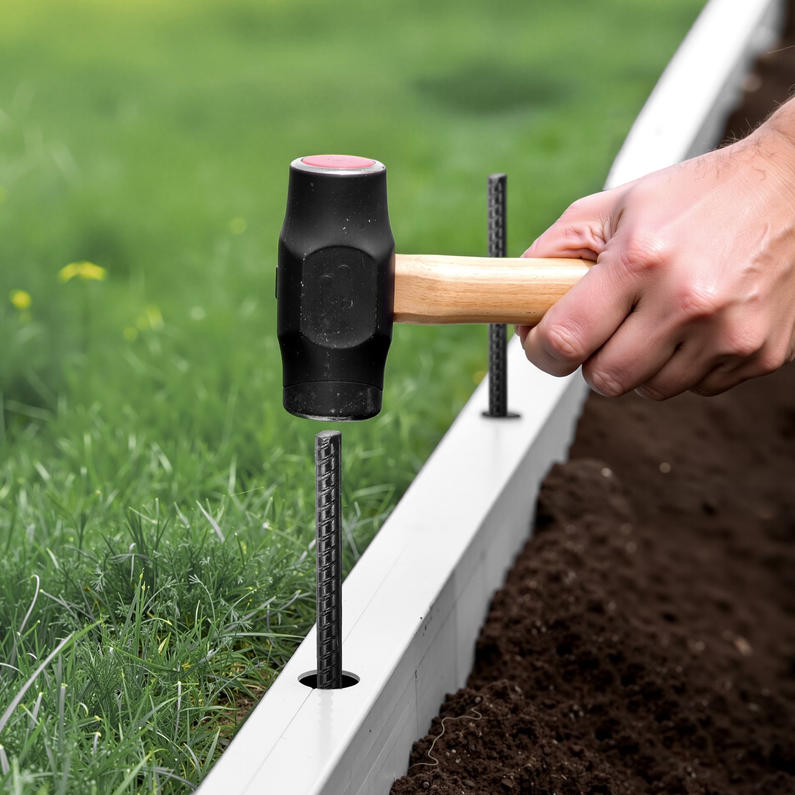 VEVOR Picchetti per Barre d'Armatura 609,6 mm Picchetti per Recinzioni, Diametro 12 mm Ancoraggi a Terra Dritti in Acciaio Zincato con Estremità a Punta Scalpellata e Rivestimento Antiruggine, 20 PZ