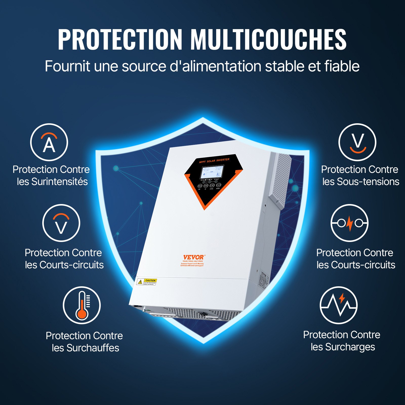 VEVOR Inverter Ibrido da 5500W Convertitore Solare Ibrido 230V CA Onda Sinusoidale Pura Off-Grid con Regolatore di Carica Solare MPPT 100A Integrato, Inverter Solare Ibrido Regolatore MPPT Integrato