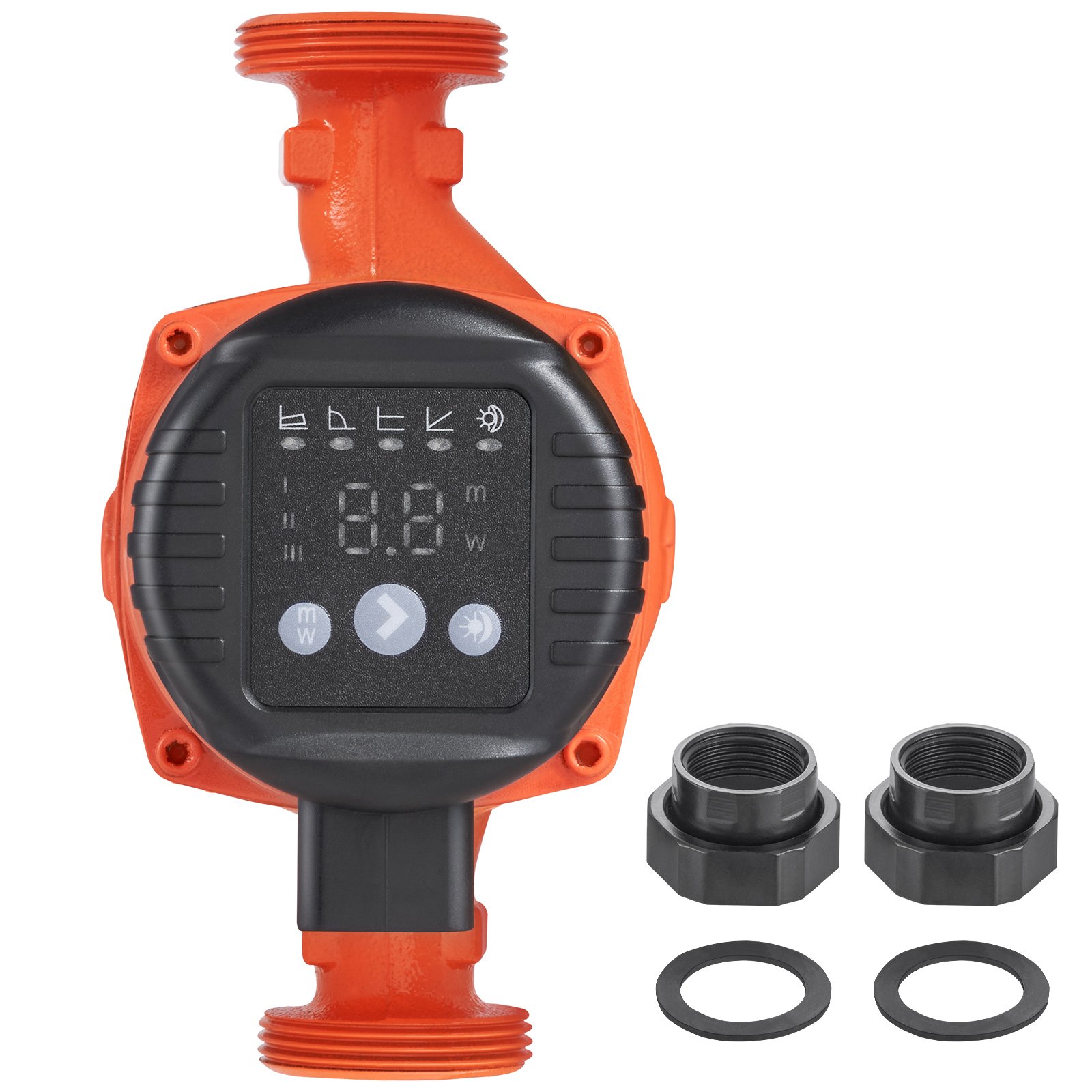 VEVOR Pompa di Circolazione per Acqua Calda Pompa di Circolazione ad Alta Efficienza Energetica ECM Motore a Magnete Permanente 220 V 45 W, Portata Massima 60 L/min, Sollevamento Massimo Della Testa 6 m, Attacco Filettato3,8 cm, 5 Modalità Di Controllo Intelligenti Bassa Rumorosità