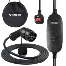 VEVOR Cavo di Ricarica EV Tipo 2, 10 A 2,3 kW Caricatore Tipo 2 EV per Auto Elettrica Portatile Spina UK per I Veicoli Elettrici Europei e I Veicoli Ibridi Plug-in Conformi allo Standard IEC 62196-2.