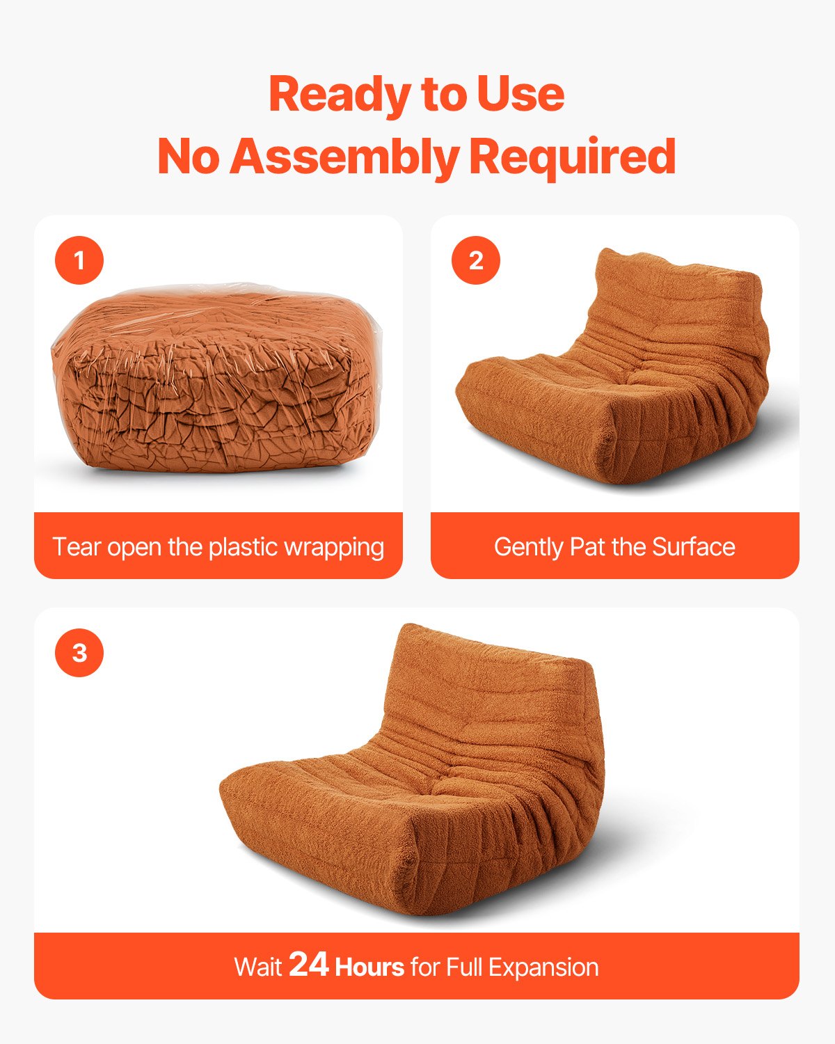 VEVOR Poltrona a Sacco a Forma di L con Braccioli Morbidi, Tasca Portaoggetti, Poltrona a Sacco, Imbottitura in Schiuma di Memoria 25D con Morbida Fodera in Velluto Teddy, per Camera da Letto, Marrone