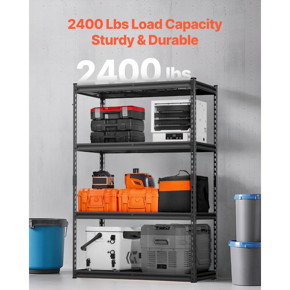 VEVOR Scaffale Portaoggetti Carico Totale max. 1089 kg Scaffale con 4 Ripiani per Garage Ripiani in Metallo Regolabili per Scaffalature Industriali Ripiano Portaoggetti da Cucina, Magazzino Officina