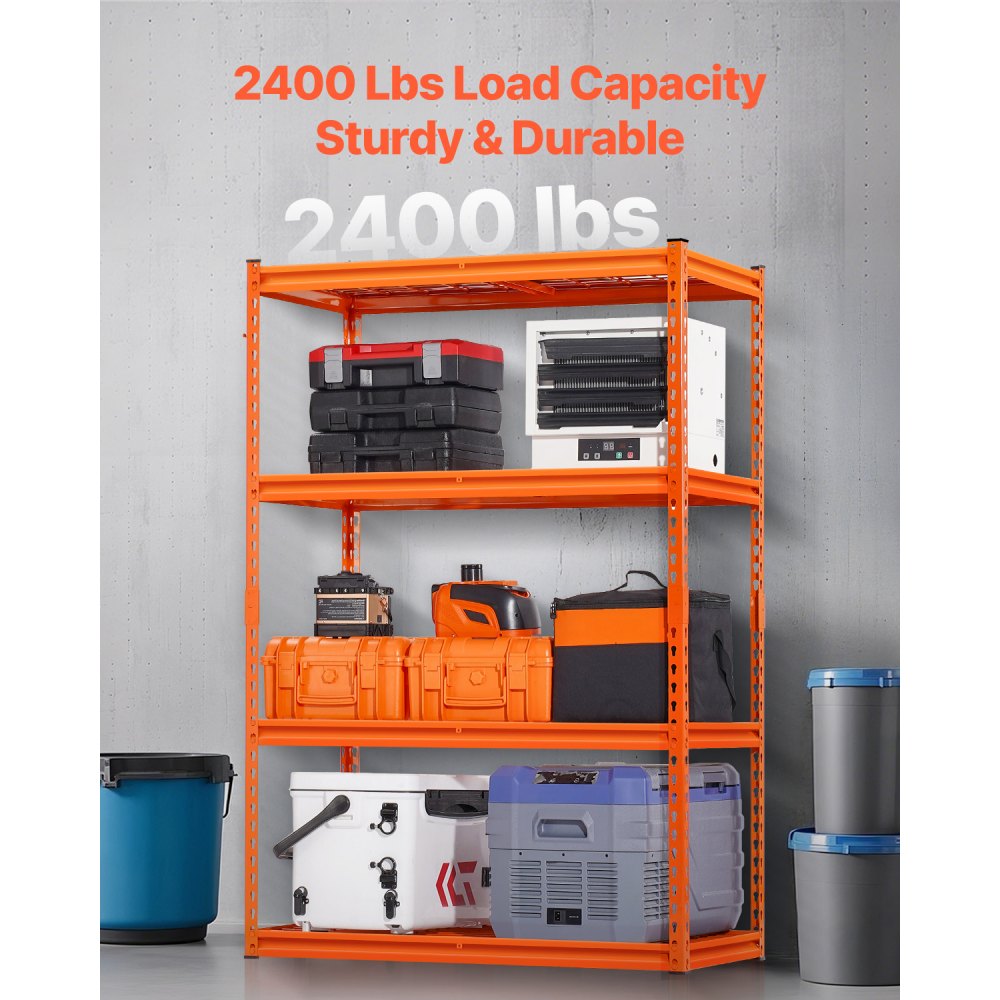 VEVOR Scaffale Portaoggetti Carico Totale max. 1089 kg Scaffale con 4 Ripiani per Garage Ripiani in Metallo Regolabili per Scaffalature Industriali Ripiano Portaoggetti da Cucina, Magazzino Officina