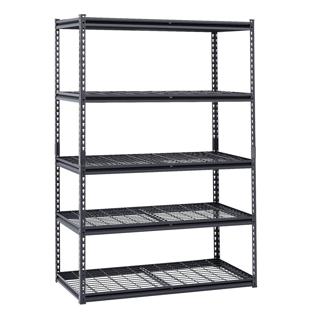 VEVOR Storage Shelving, 1361kg, 5-Tier Heavy Duty Shelving Unit for Garage, 609.6x1219.2x1828.8mm, Adjustable Shelving Units for Industrial Storage, General Purpose Shelving, Basement Shelving for Kitchen, Storage, Cellar, Black