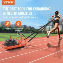 VEVOR Slitta da Trazione per Allenamento di Forza, Slitta per Allenamento di Velocità per Forza Fitness con Maniglia, Adatta per Dischi Pesi da 2,54 cm e 5,08 cm, Arancione