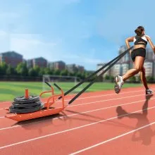 VEVOR Slitta da Trazione per Allenamento di Forza, Slitta per Allenamento di Velocità per Forza Fitness con Maniglia, Adatta per Dischi Pesi da 2,54 cm e 5,08 cm, Arancione