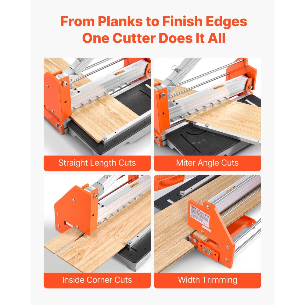 VEVOR 304.8mm Vinyl Floor Cutter, 16mm Thick Laminate Flooring Cutter with Upgraded Labor-Saving Aluminum-Alloy Lever, Telescoping Support Plate, Cuts Engineered Wood, LVT, VCT, SPC, LVP, WPC