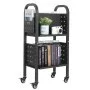 VEVOR Carrello Portalibri con Ruote 450 x 330 x 880 mm Carrello Rotante Porta Libri, Carico 70 kg Ripiani a L Bifacciali con Ruote Bloccabili 5 cm per Scaffali di Casa, Ufficio e Scuola, Nero