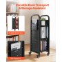 VEVOR Carrello Portalibri con Ruote 320 x 350 x 935 mm Carrello Rotante Porta Libri, Carico 100 kg Ripiani a L Monofacciali con Ruote Bloccabili 5 cm per Scaffali di Casa, Ufficio e Scuola, Nero