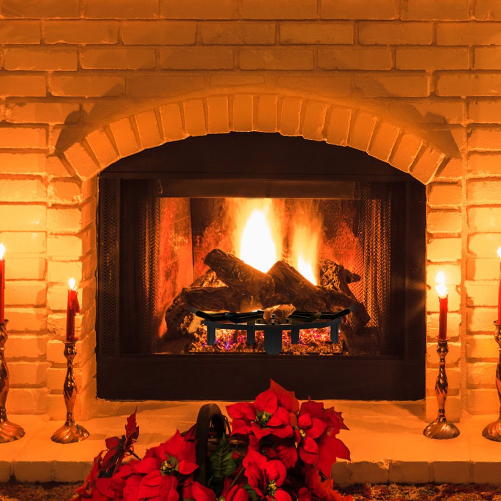 VEVOR Wooden Fire Grate, 68.6 cm (27 inch) Robust Wheeled Fire Grate with 6 Support Legs, Solid Powder-Coated Steel Bars, Log Holder for Wood Stove and Outdoor Camping Fire Pit