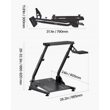 VEVOR Supporto per Volante da Corsa, Supporto per Simulatore Regolabile Pieghevole per Logitech G29 G27 G920 G923, Thrustmaster T300RS T300GT T248 TS-PC TSXW Gaming Cockpit, Pedali NON Incluso