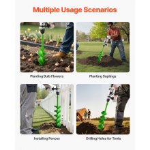 VEVOR Punta da Trapano a Coclea per Piantagione, Punta da Trapano a Spirale Ø150 x 800 mm, Compatibile con Trapani con Attacco da 20 mm, Accessori per Perforazione da Giardino Cortile