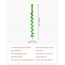 VEVOR Punta da Trapano a Spirale Ø60 x 790 mm per Perforazione da Giardino