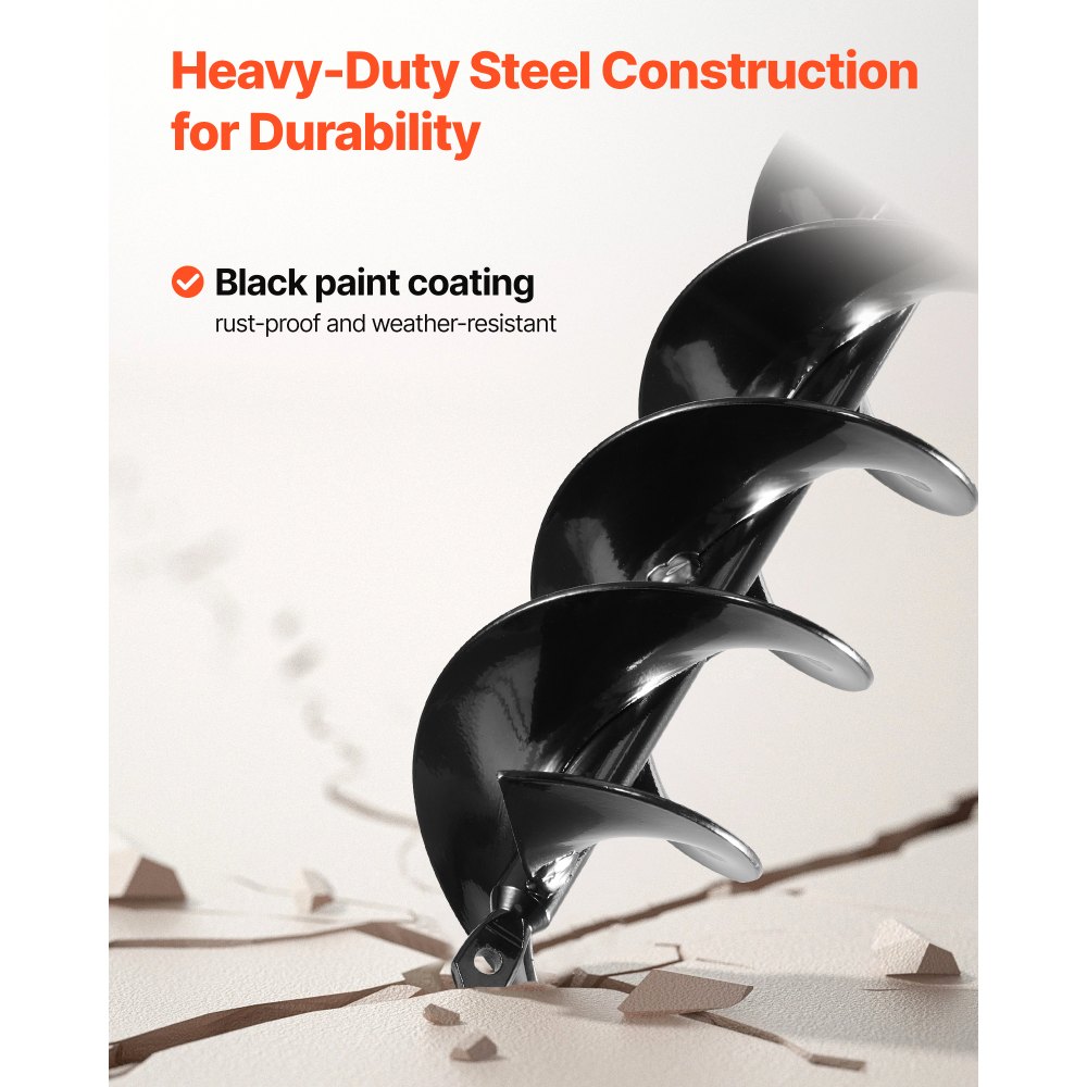 VEVOR Punta da Trapano a Coclea per Piantagione, Punta da Trapano a Spirale Ø80 x 410 mm, Compatibile con Trapani con Attacco da 10 mm, Accessori per Perforazione da Giardino Cortile